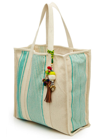 Robyn Stripe Turquoise Bag Embellished Tassels