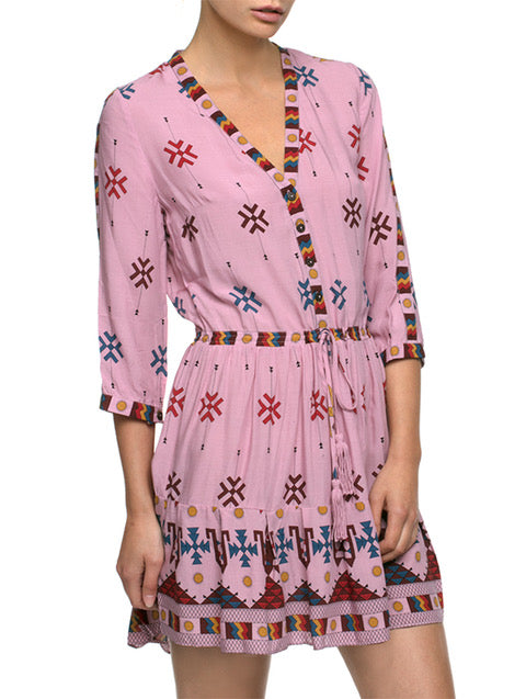 TAOS PINK SUNSET BOHO MINI DRESS