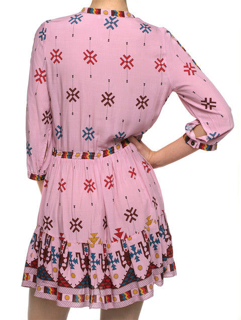 TAOS PINK SUNSET BOHO MINI DRESS