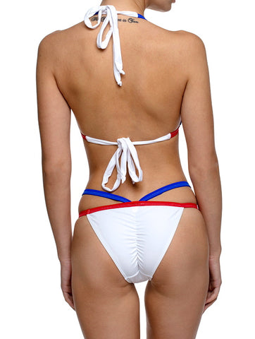 Bastille RED WHITE BLUE Criss Cross Bikini Set - AM VIBE