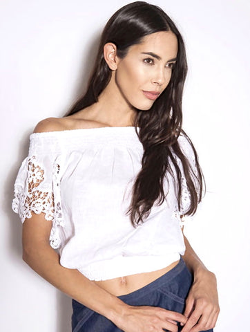 Temptation Positano White Capoterra Embroidered Blouse