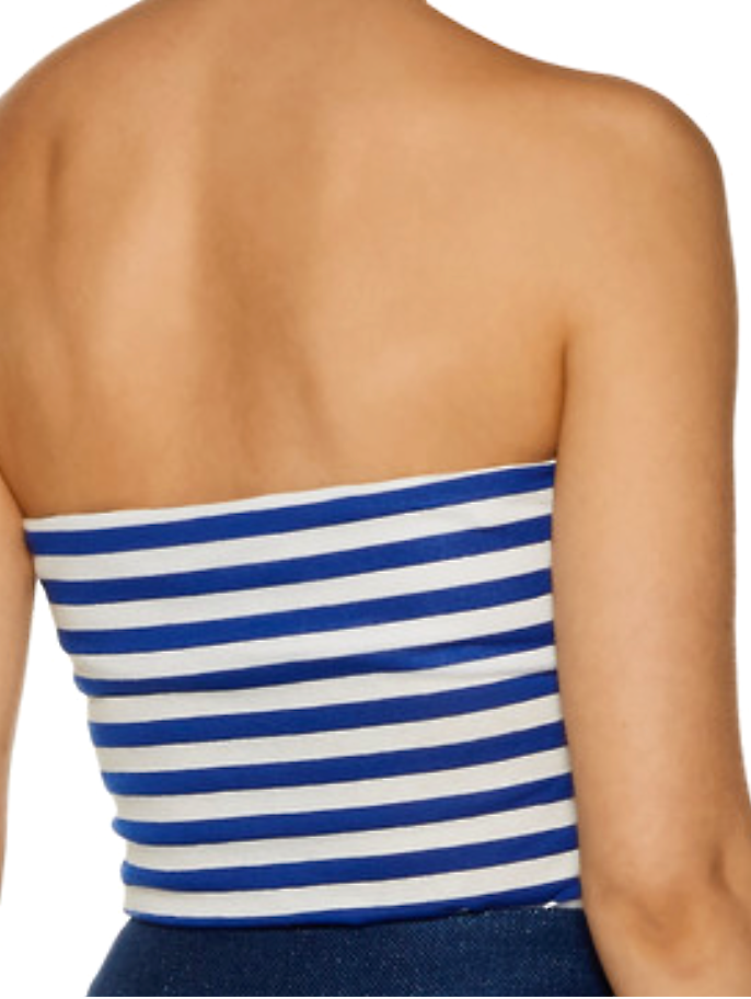 Strapless cropped striped tube top