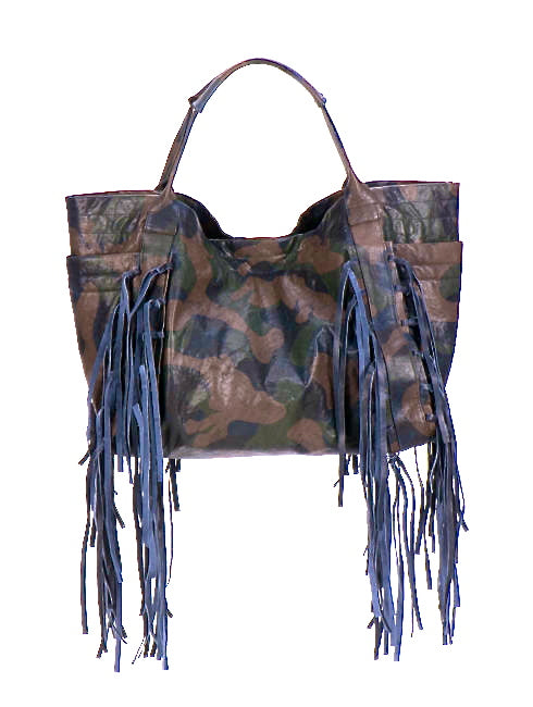 Green Leather Fringe Bag