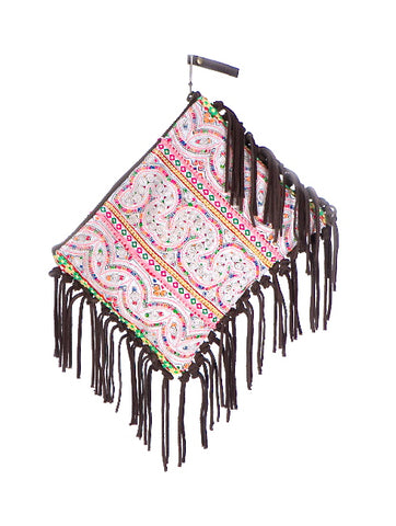 JADETRIBE PANADA SUEDE FRINGE PINK CLUTCH -shop amla