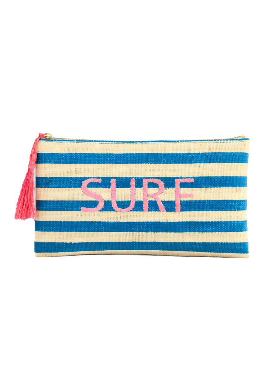 Kayu Embroidered Straw Surf Clutch