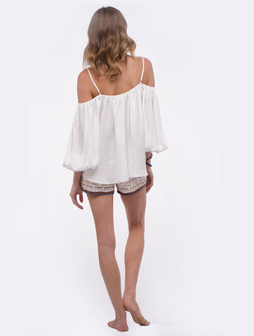 Love Sam Marielli Ivory Cold Shoulder Top 