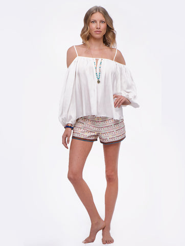 Love Sam Marielli Ivory Cold Shoulder Top