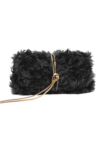 Muun Ikilon Nite Fur Mohair Black Clutch