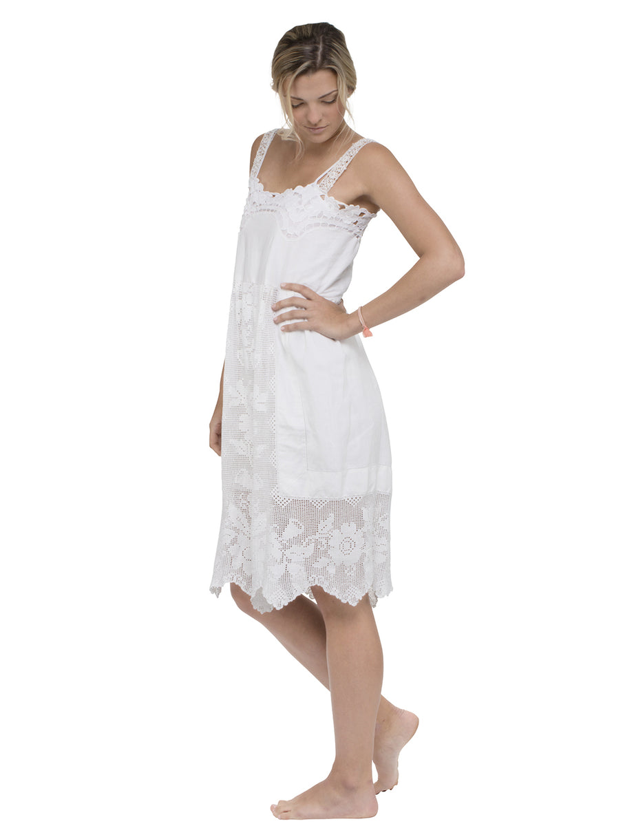 Midi Lace Long Romantic Dress - White by Place Nationale shopamla