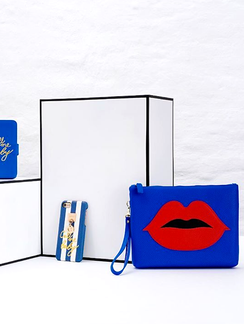BLUE COSMETIC POUCH RED PATCH LIPS - shop amla