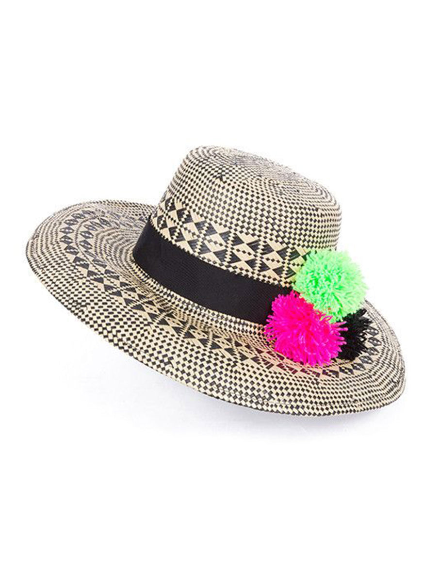 Good Vibes Hat Vibrant Pom Pom Accents - shop amla