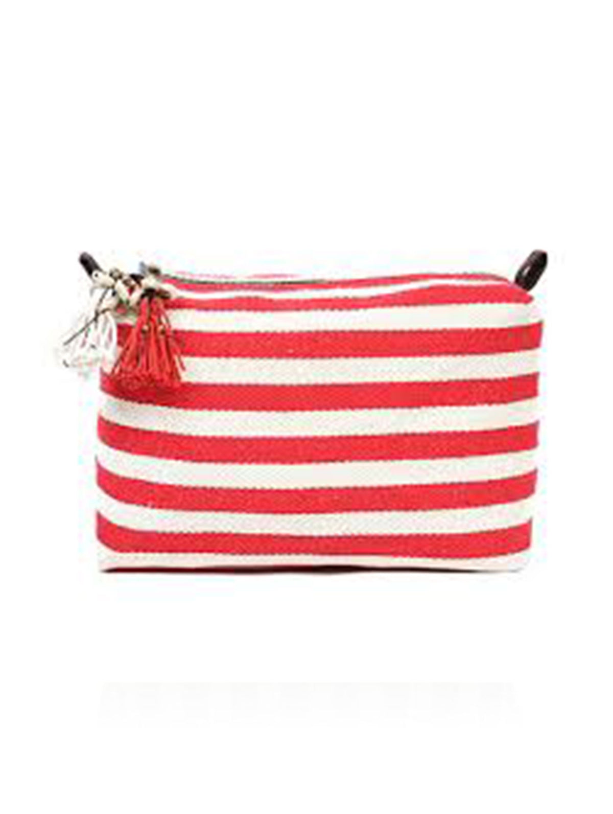 Valerie Red Stripe Puka Shell Cosmetic Bag