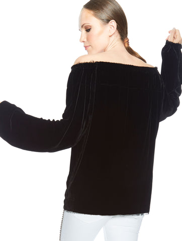 Velvet Blouse Off-the-shoulder