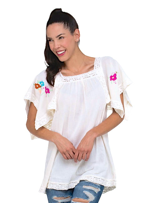 Blue Hippy Flower Embroidered Short Dress Amanda Mills Blue Hippy Flower Embroidered Short Dress Amanda Mills