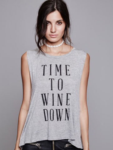 Daydreamer Wine Down Grey Sassy Tank