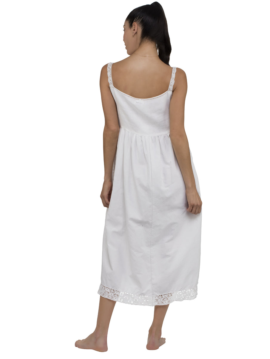 Midi Lace Long Dress - White