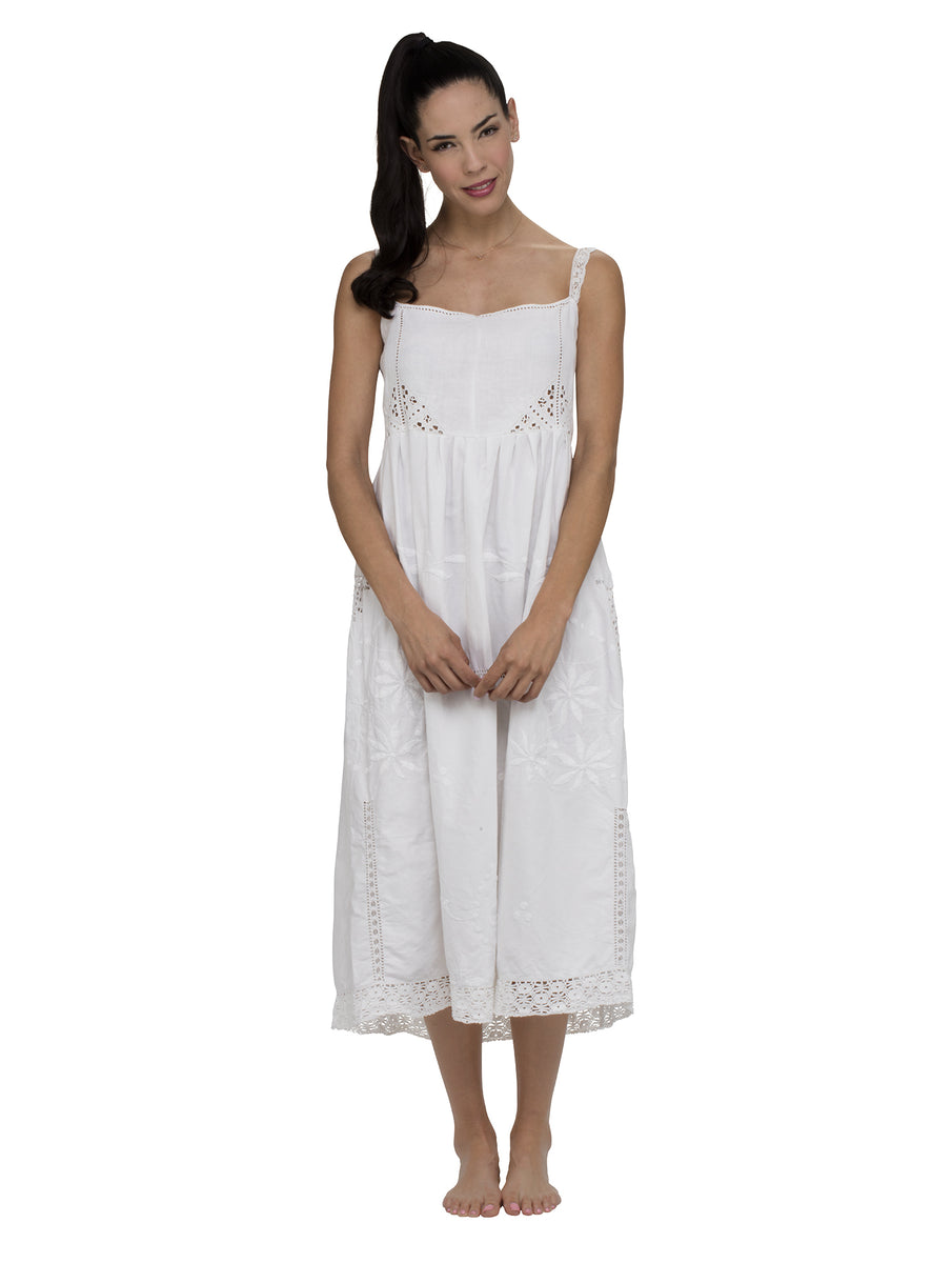 Midi Lace Long Dress - White