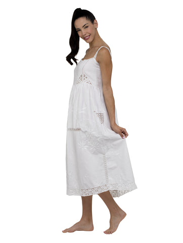 Midi Lace Long Dress - White
