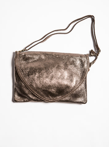 Bronze Leather Envelope Handbag