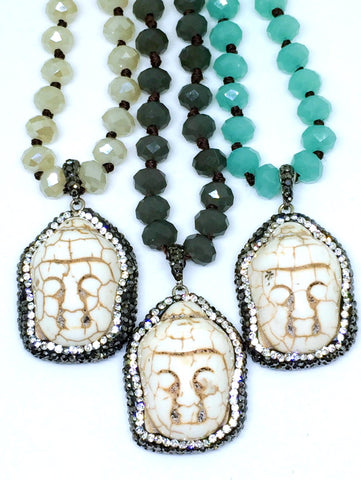 Tibetan Mint Turquoise Buddha Necklace