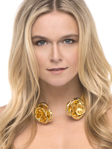 Gold Rose Choker Necklace