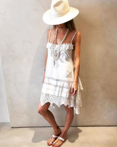 Place Nationale Lovely Lace Sun Dress - White-amanda mills la