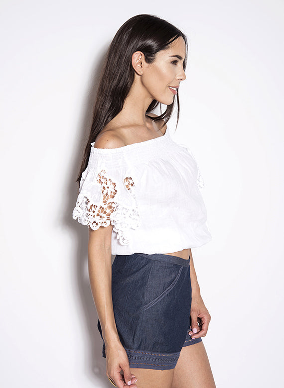 Temptation Positano White Capoterra Embroidered Blouse