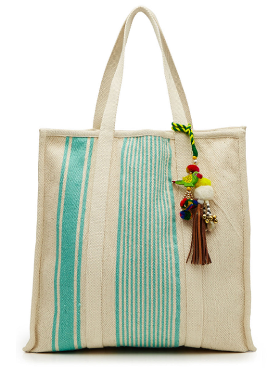 Robyn Stripe Turquoise Bag Embellished Tassels
