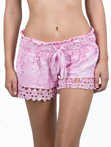 Vintage Havana - Pink Crochet Shorts